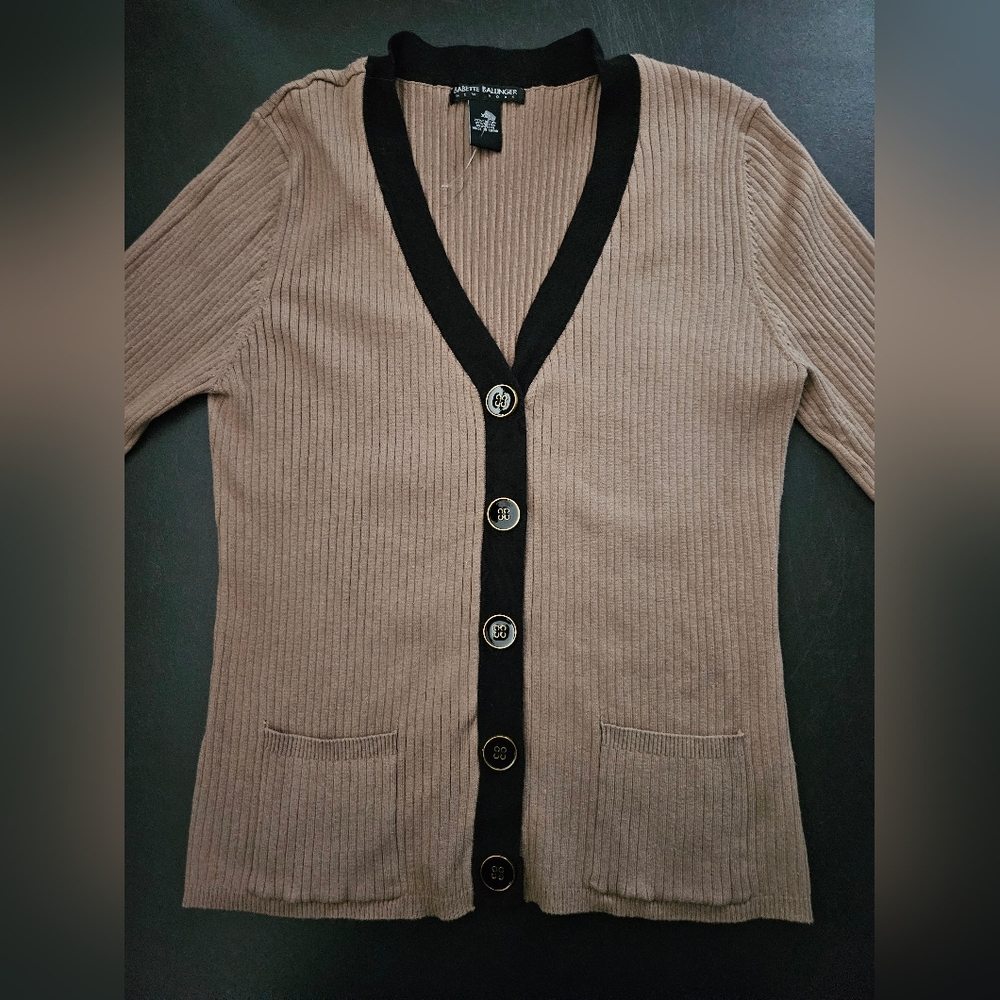 NWOT - Babette Ballinger Tan Ribbed Cardigan - Size XL